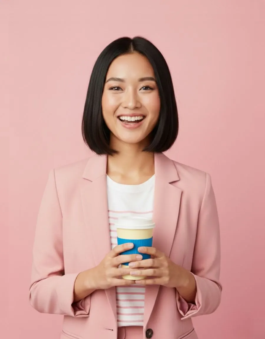 Cliente segurando um copo de café
